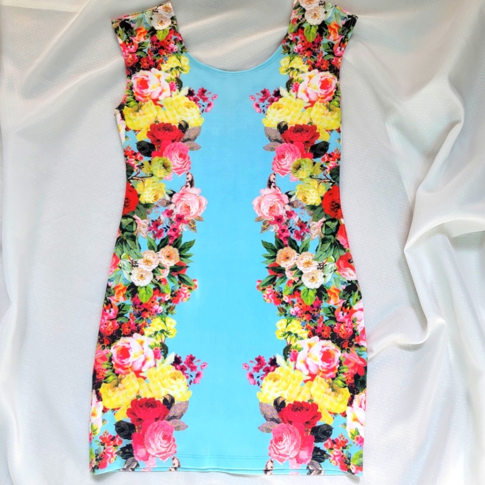 Beautiful Flower Bodycon Mini Dress Mezzanine  USA👗